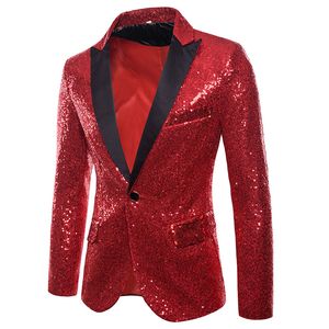 Mężczyźni pasują do jednego guzika Blazers cekin sukienka marynatora festiwal imprezowy Tuxedo Sport płaszcz