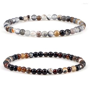 Beaded Strands 4mm Natural Stone Bracelets Agates Chakra Beads Handmade Onyx Quartzs Elastic Bangle Women Yoga Jewelry Gifts Pulseira Fawn22