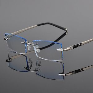 Fashion Sunglasses Frames Reven Jate 58030 Alloy Rimless Diamond Cutting Man Glasses Frame Optical Prescription Eyeglasses Men Eyewear Fashi