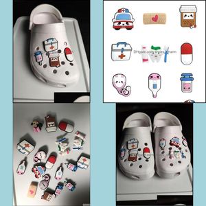 Shoe Parts Accessories Shoes Novelty Cute Charms Diamond Buckle Decoration Medical Stethoscope Pills Syringe Jibz Fit mix randomly