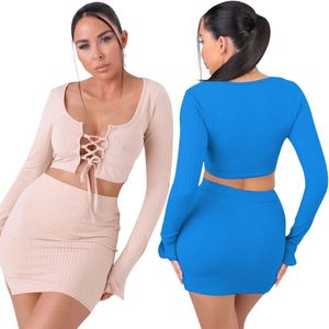 Women's Tracksuits Summer Women's Dress 2022 Strap Long Sleeve Sexy Two-piece Jacket Split Hip Miniskirt Autumn SuitWomen's