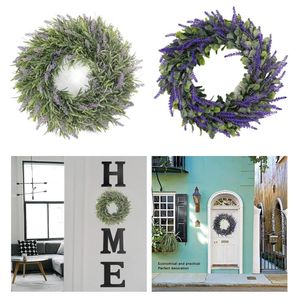 Decorative Flowers & Wreaths Lavender Front Door 13' 16' Green Leaves Garland For Spring Summer Artificial Wreath Year FarmhouseDeco