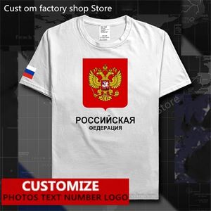 Russische Föderation Russland Flagge T-Shirt Kostenlose benutzerdefinierte Jersey-Fans DIY Name Nummer 100 Baumwoll-T-Shirts 220620