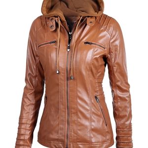 FTLZZ MULHERES JAPETA FAUX CAPELA PU MOTORCYCHET CHAPA CHAPELED CAUSTÁVEL CAUSO CASUAL 5XL Punk Outerwear 220815