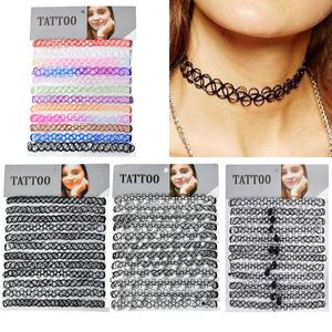 Chokers 12pcs Toptan Gotik Balık Çizgisi Suçlama Kolyeleri Kadınlar Gençler Kızlar Gerilebilir Punk Elastik İçi Boyalı Moda Jewelrychoke