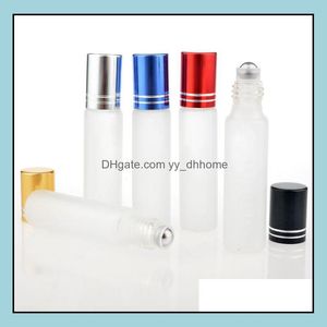 Packing Bottles Office School Business Industrial 500st/Lot 10 ml Frosted Glass Roll On Essential Oils Perfum DHVX6