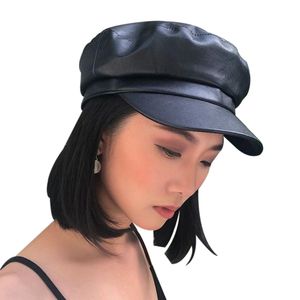 New Fashion PU Leather Newsboy Cap Quality Artist Female Korean Octagonal casp Spring Winter Casual Beret women Flat Hats gorras