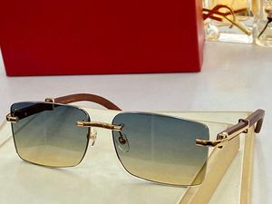 Luxus-Designer-Brille für Herren, rahmenlos, für Damen, Sonnenbrille, Gold, randlos, Holzbeine, Brillen, Herren, braun, verschreibungspflichtige Brille, Carter-Sonnenbrille