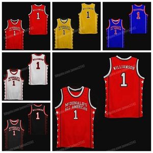 Nikivip Custom Retro Zion Williamson MacDonald All American Basketball Jersey College Per uomo Cucita Blu Bianco Rosso Nero Giallo Qualsiasi Nome Numero