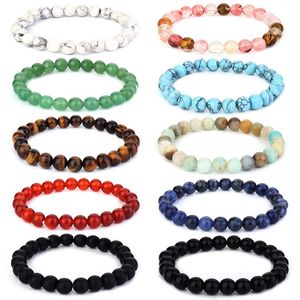 Kamień Naturalny Handmade Strands Zroszony Elastyczna Energia Charm Bransoletki Dla Kobiet Mężczyźni Bangle Party Club Joga Biżuteria