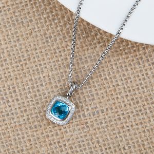 Kolye Erkek Kadınlar Kolye Tasarımcısı Popüler Blue Topaz Petite Vintage Hip Hop Zinciri Kolaylık Cazibe Kristal Takı