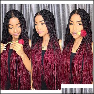 Hair Bks Extensions Products Ombre Xpression Braiding Two Tone B J Black Roots Dark Red Kanekalon Synthetic Color Braids Inch Drop Del