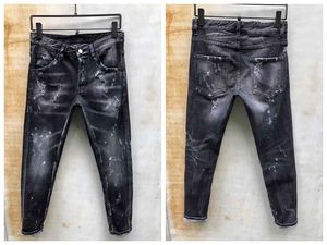 Męskie jeansy Denim Czarne spodnie z dziurami Męskie Włochy Fashion Biker Motorcycle Rock Reviv
