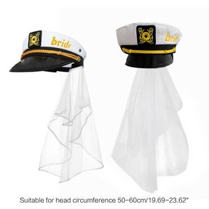 Kopfbedeckungen Kreative Kapitän Hut Mit Braut Schultergurt Hochzeit Po Kostüm Requisiten Sommer Im Freien Frauen Navy Stil CapsHeadpieces3117