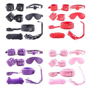 7 sztuk/zestaw kołnierz furry rozmyte łóżko Zestaw Zestaw Zestaw Zestaw Kit Ball Gag Mankiet Whip Sexy Products Sexy Toys for Lovers