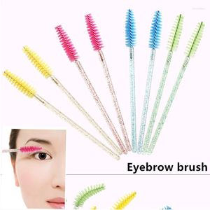 Eye Shadow Crystal Makeup Brush Diamond Handle Silicone Gel Eyebrow Eyelash Comb Mascara Wand Lashes Extension ToolEye Harv22