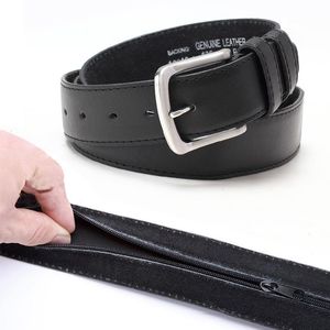 Belts Zipper Hiding Cash Anti Theft Belt Daily Travel PU Leather Waist Bag Men Women Hidden Money Strap Length 125cm