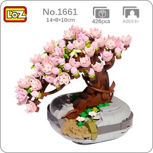 Loz Eternal Blower Pink Pink Sakura Cherry Tree Pot Pot 3D Model Diy Mini Blocks Bricks Build Toy для детей Подарки MOC 220527