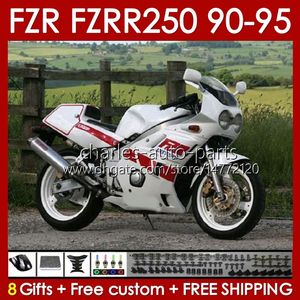 Karosserien für Yamaha weiß glänzend FZR250RR FZRR FZR 250R 250RR FZR 250 90 91 92 93 94 95 143Nr. 49 FZR-250 FZR250R FZR-250R FZR250 R RR 1990 1991 1992 1993 1994 1995 Verkleidungsset