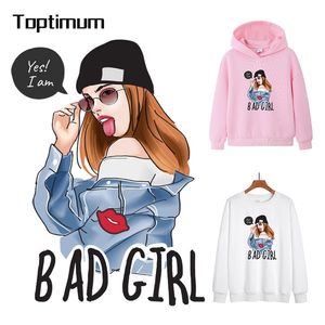 BadGirl Eisen auf Patches für Kleidung Frauen T-Shirt Hoodies DIY Wärmeübertragung Vinly Glitter Aufkleber Dekoration Aufkleber Großhandel 220613