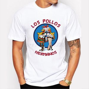 Moda Masculina Breaking Bad Camisa LOS POLLOS Hermanos Camiseta Chicken Brothers Manga Curta Camiseta Hipster Tops 220606