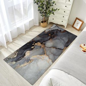 Mattor Modern Nordic Kitchen Rug 3d Print Gold Black Abstract Bedroom Bedside Carpet Anti-Slip Area Custom Home Floor Door Matcarpets