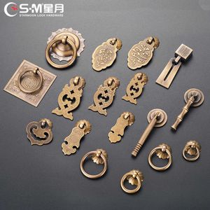 Wholesale classical brass resale online - Chinese Handle Edc Classical Solid Wood Furniture Single Hole Drawer Cupboard Wine Pure Copper Round Brass SFISH A1D9