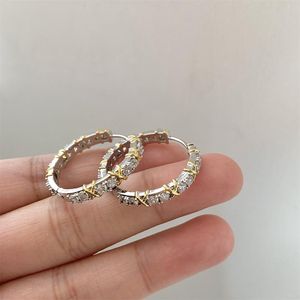 Choucong Clip Earring Simple Fashion Jewelry 18K White Gold Fill Round Cut White Topaz CZ Diamond Gemstones Women Wedding Earring For Lover Gift