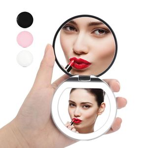 Compact Mirrors Mini Portable Lights LED Makeup Mirror 3X Magnify Hand Hold Foldable Pocket Light Beauty Cosmetic ToolCompact