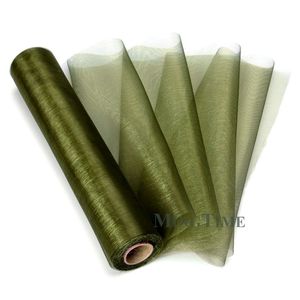 Zeytin Yeşil Sheer Organze Rulo 25 M X 29 CM Kumaş DIY Düğün Sandalye Kanat Yaylar Masa Koşucu Swag Cadılar Bayramı Partisi Dekorasyon CX220329