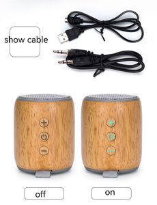 Mini Portable Speakers Wood Bluetooth Speaker Wireless Handsfree med FM TF Card Slot LED Audio Player för MP3 -surfplatta PC i Box