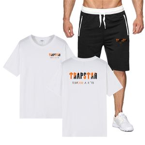 Trapstar Sportswear Мужчина с хлопчатобумажной футболкой Summer Sportswear пробегает брюки улицы Harajuku Top Set 220621