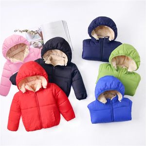 Baby Toddler Down Coat med huva Outwear Causal Fluff Solid Long-Sleeve Hooded Coats Kids Clothing 1052 E3