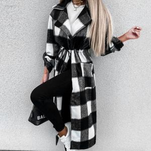 Women Vintage Long Sleeves Pocket Woolen Jacket Warm Long Overcoat Outfit Comfy High Quality Winter Jackets Quick Shipping L220725