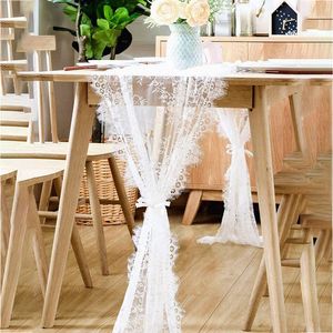 FSISLOVER Exquisite Lace Table Runners Simple Solid Table Runner Nordic Lace Embroidery Table Cloth Wedding Banquet Decoration CX220412 on Sale