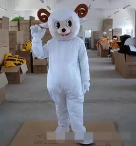 2022 Performance White Sheep Mascot Traje Halloween Christmas Festa de Natal Animal Cartoon Personagem Personagem Outfit Terno Adultos Mulheres Vestido Carnaval Unisex Adultos