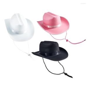 Berets Cowboy Hat Western Shape Rand Brim Band Nonkovoven Fabricble Foorfal dla dorosłych na plaży Menberets