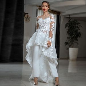 Bescheidene Brautkleider mit floralen Applikationen, vorne, kurz, hinten, lange Hosen, Brautkleid, Knopfleiste hinten, Strand-Robe de Mariage