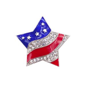 10 Pcs/Lot American Flag Brooch Crystal Rhinestone Enamel Star Shape Fourth of July USA Patriotic Pins For Gift/Decoration