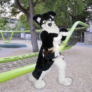 Black White Long Furry Fox Wolf Mascot Costume Fursuit Adult Cartoon Atletica Incontra le attività della società