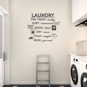 Wall Stickers Laundry Room Decal Wash Dry Fold Iron Quote Sticker For Decor Removable Wallpaper Mural AY981