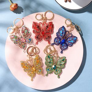 Butterfly Anahtarlık Deri Tassel Tutucular Metal Kristal Anahtar Zincirleri Keyasyon Takımı Çanta Çanta Araba Kolye Hediyesi