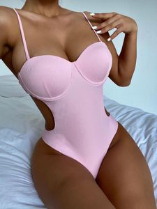 Roupa de banho feminina 2022 Sexy Trikini Maiô One Piece Feminino Sem Costas Cortado Monokini Underwired Push Up Maiô Para Praia Nadar