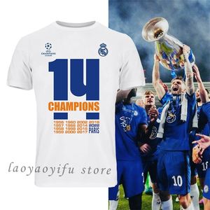 RealMadrid 14 Championship Men T Shirt Male Sports Tops Fans for Clothing Summer Fashion Short sleev Tee Ropa Hombre 220705