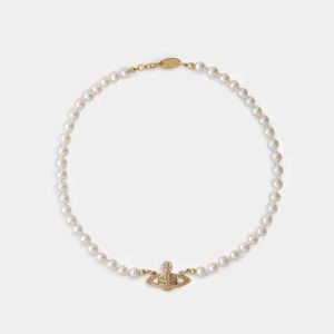 Fashion Vivian West Queen Pearl Saturn Full Diamond Necklace Classic Dames sieraden veelzijdige sleutelbeen Lobster Claft Chain
