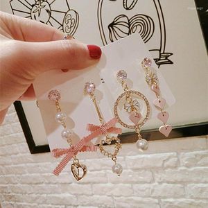 Dangle Ohrringe Kronleuchter koreanischer rosa Herz Bogenknoten Frau Frau Drop Fashion Schmuck Accessoires Gro￟handel PartyDangle