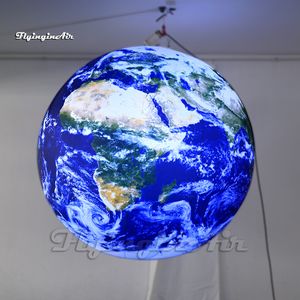 LED Inflatable Globe Blue Planet Balloon Hanging/Ground Lighting Air Blow Up Earth For Club Party Decoration