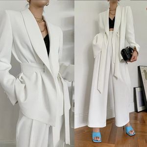 Summer White Women Blazer Suits Leisure Loose Mother of the Bride Pants Set Evening Party Robe Outfit Wedding Wear 2 Pieces