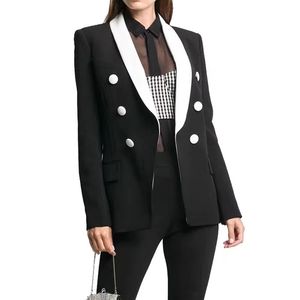B118 TIDE Märke Högkvalitativ retro modedesigner Black Lapels Suit Jacket Dubbelbröst Slim Plus Size Women's Clothing Size S-2XL