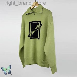 Tröja 2022 High Stand Collar Oversize Knit Zip Pullover Long Sleeve Welldone Jacquard Sweater W220813